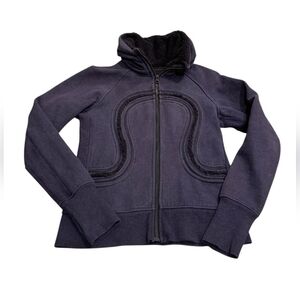 ​Lululemon Vintage Scuba Hoodie Navy Blue Sherpa Lined Full Zip 6 Coastal Rare